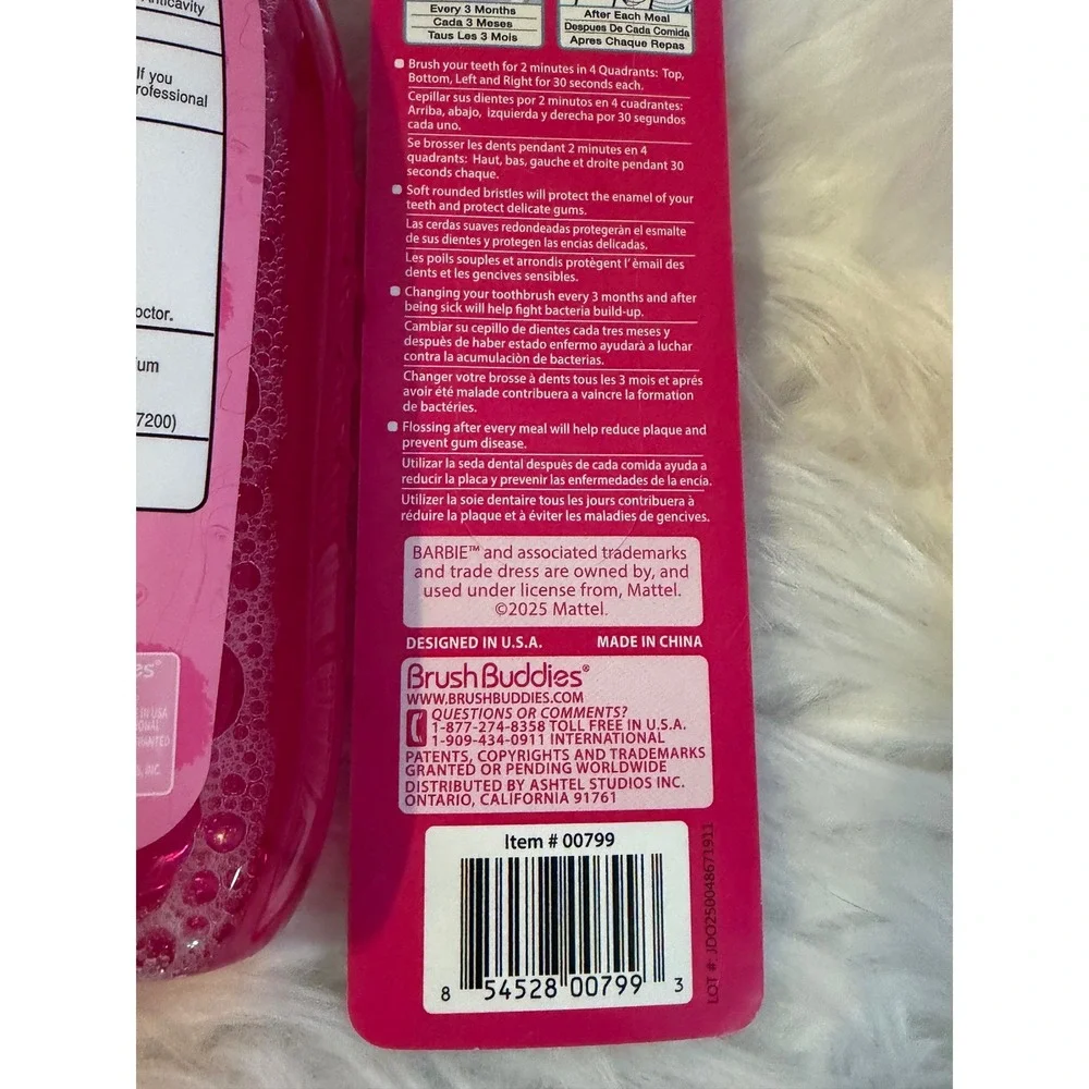 Barbie Brush Buddies Dental Set Mouthwash Toothpaste 2pk Toothbrushes Bubble Gum